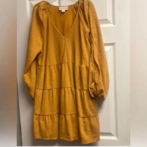 💕 2 For $10 Loveriche Ruffle Boutique Dress Mustard Color Size Small
